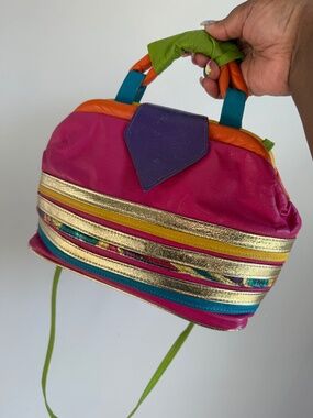 Vintage Colorblock Leather Mini Handbag (80s/90s)